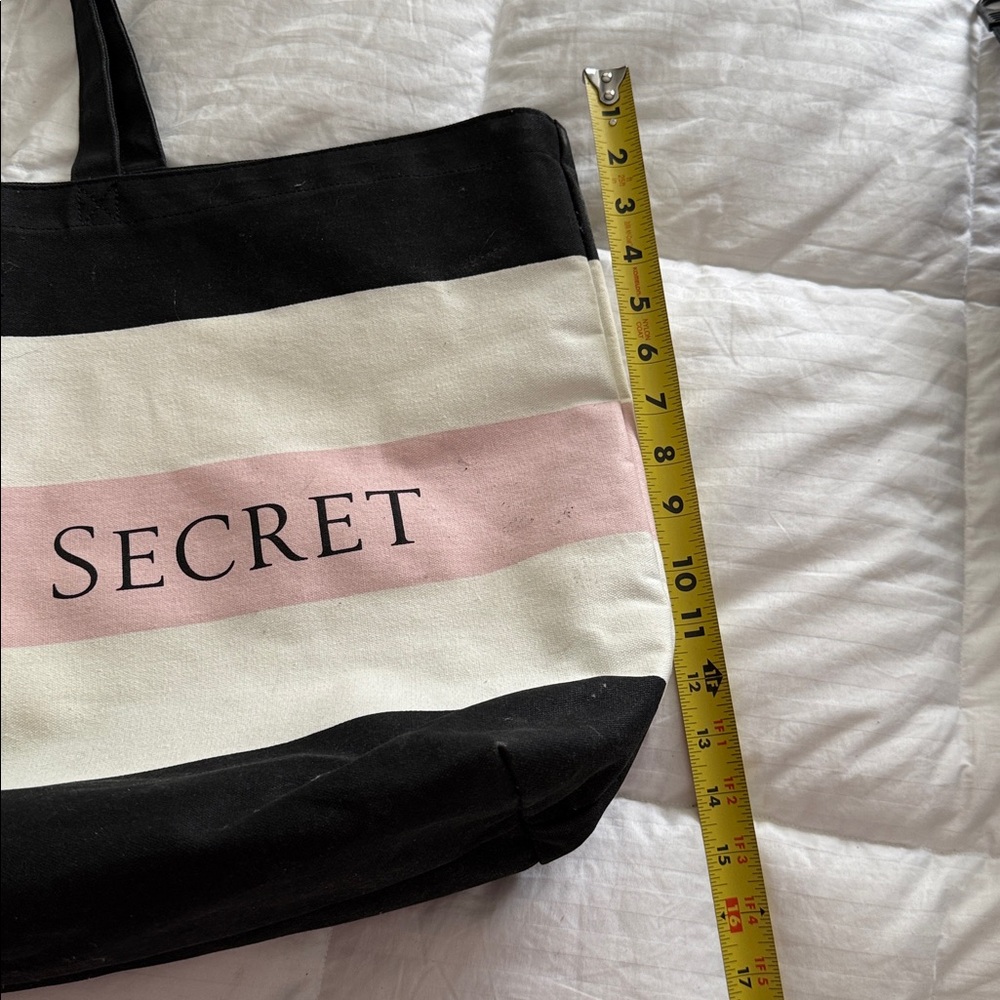 Victoria's Secret Striped Tote in Black, Pink, and White - Picture 5 of 5